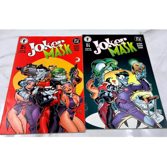 DC Comics Other - Joker Mask Comic Book Lot Issues 1 & 2 DC Dark Horse Crossover Harley Quinn 2000